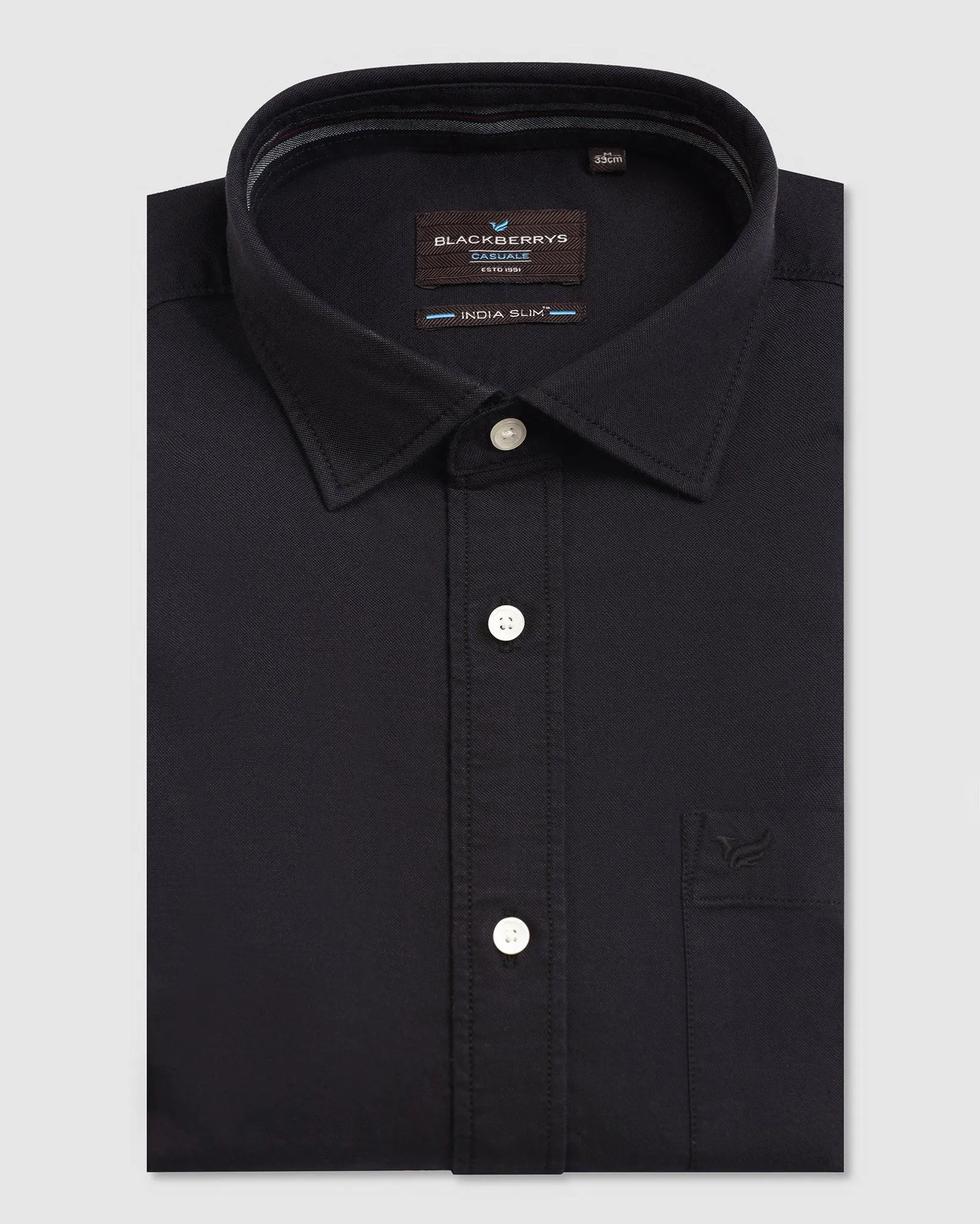 Casual Navy Solid Shirt - Solly