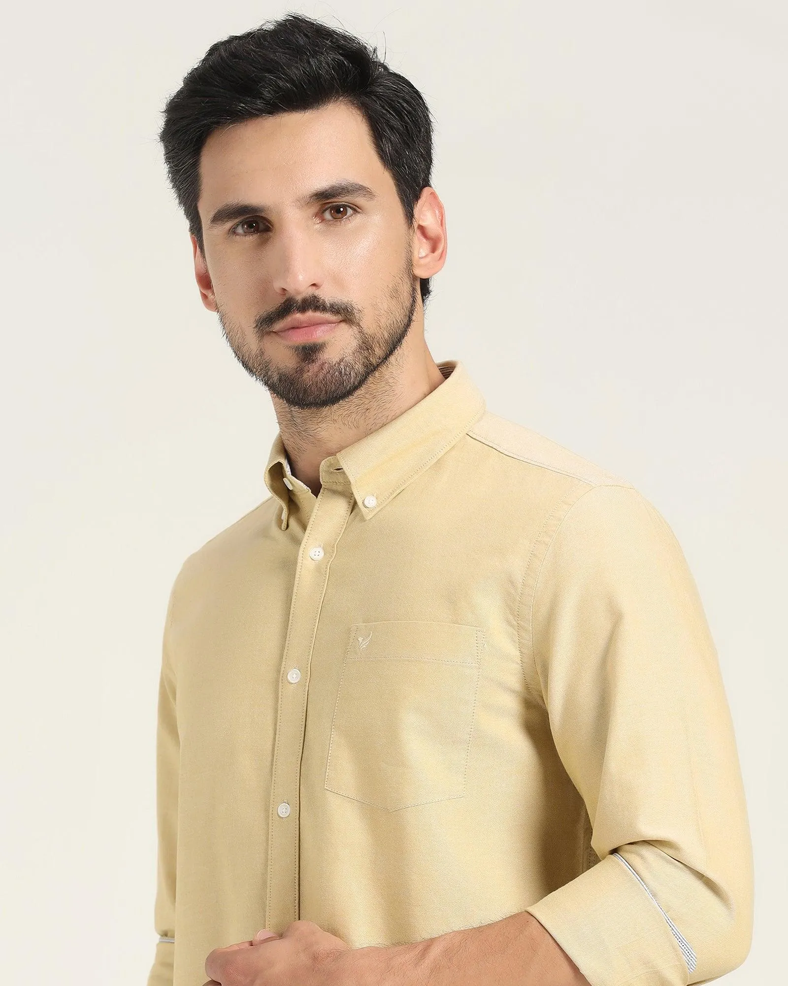 Casual Ochre Solid Shirt - Ronic