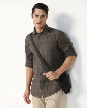 Casual Olive Check Shirt - Kazo