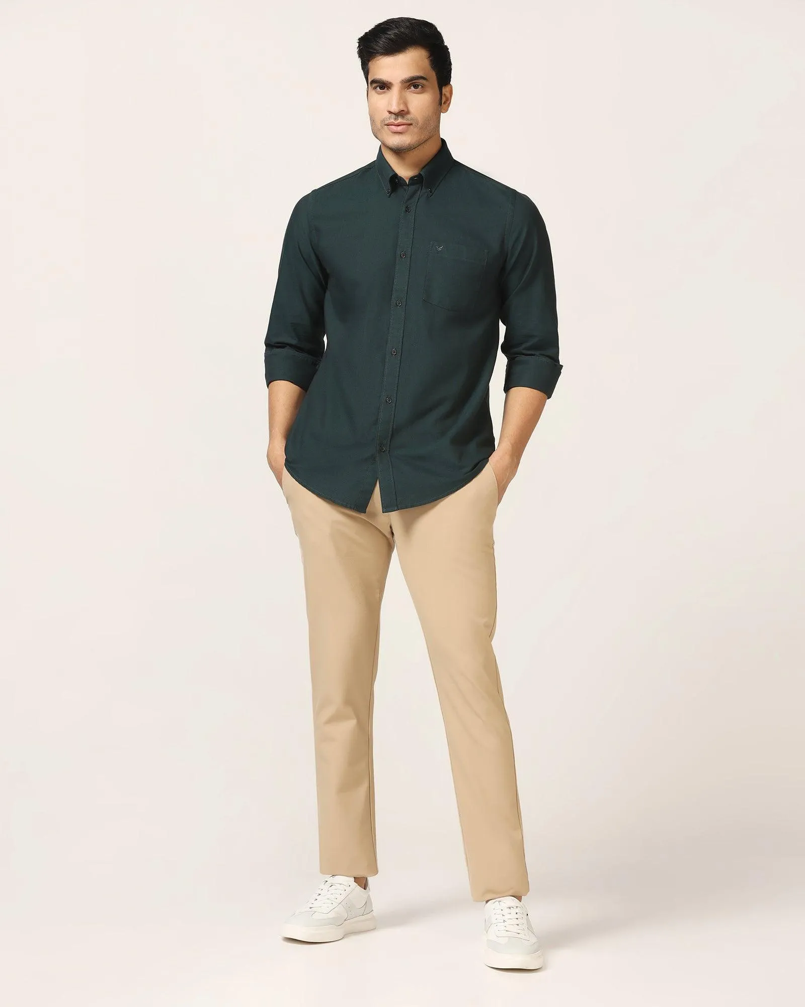 Casual Olive Solid Shirt - Vonic