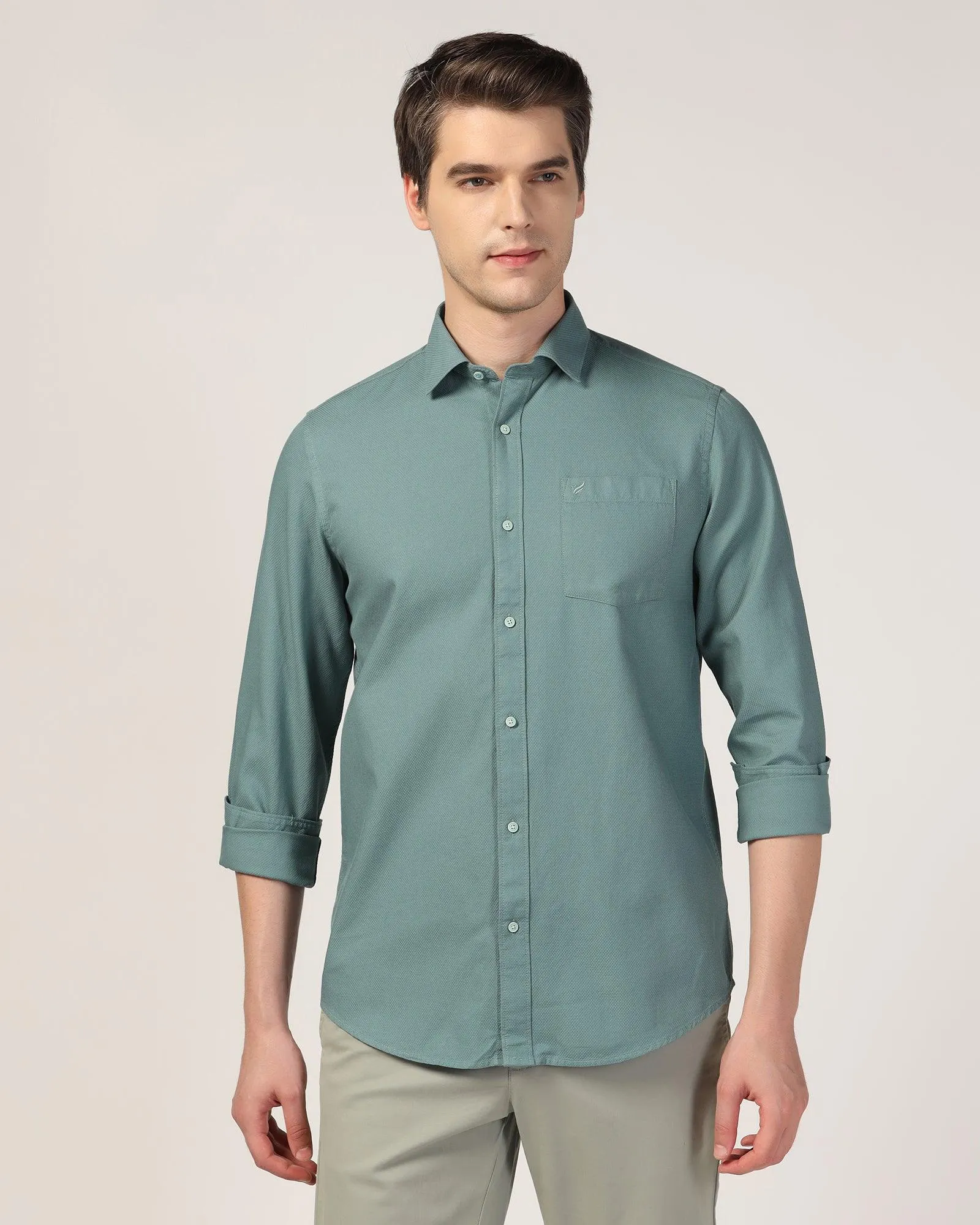 Casual Olive Textured Shirt - Colt