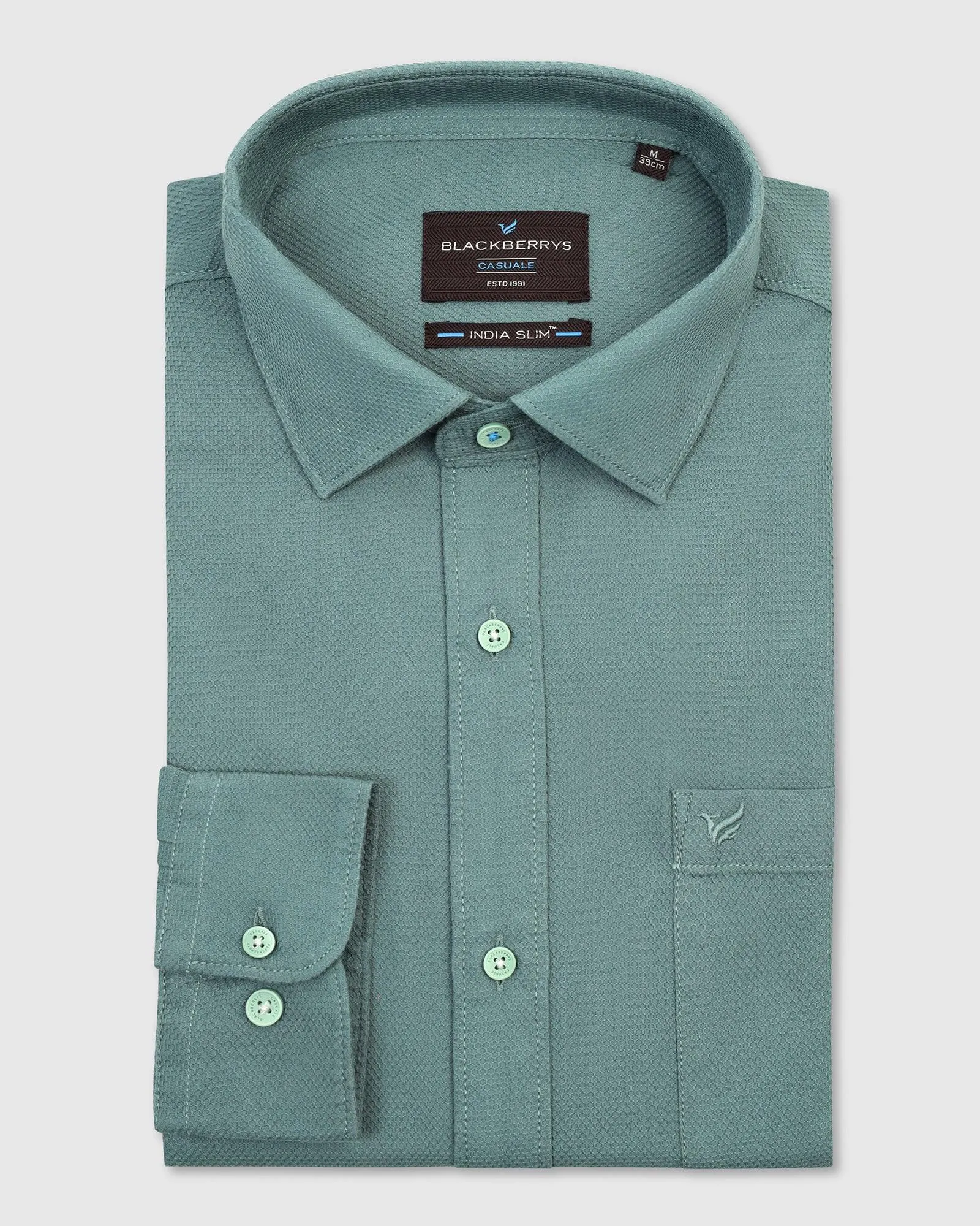 Casual Olive Textured Shirt - Colt