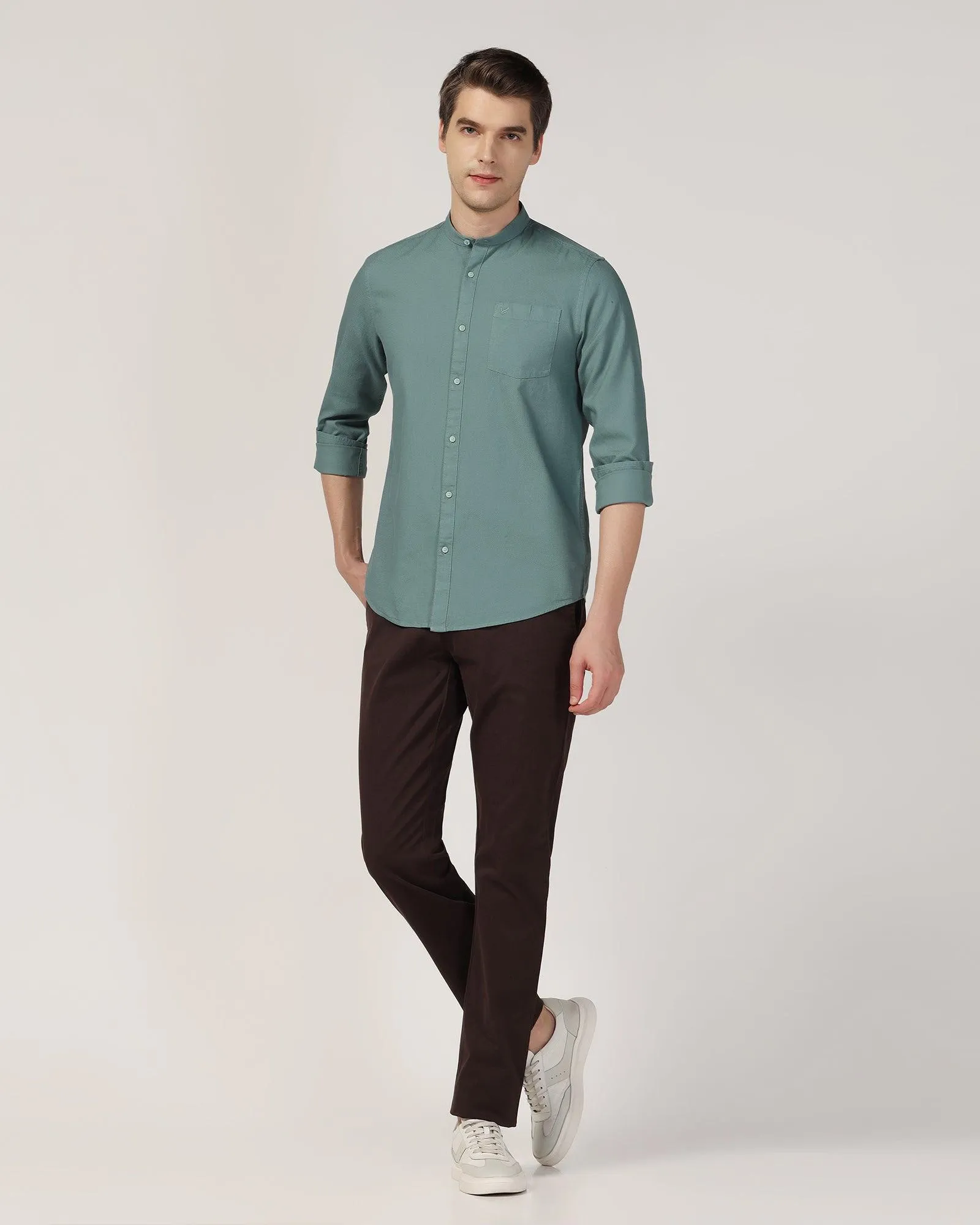 Casual Olive Textured Shirt - Jolt