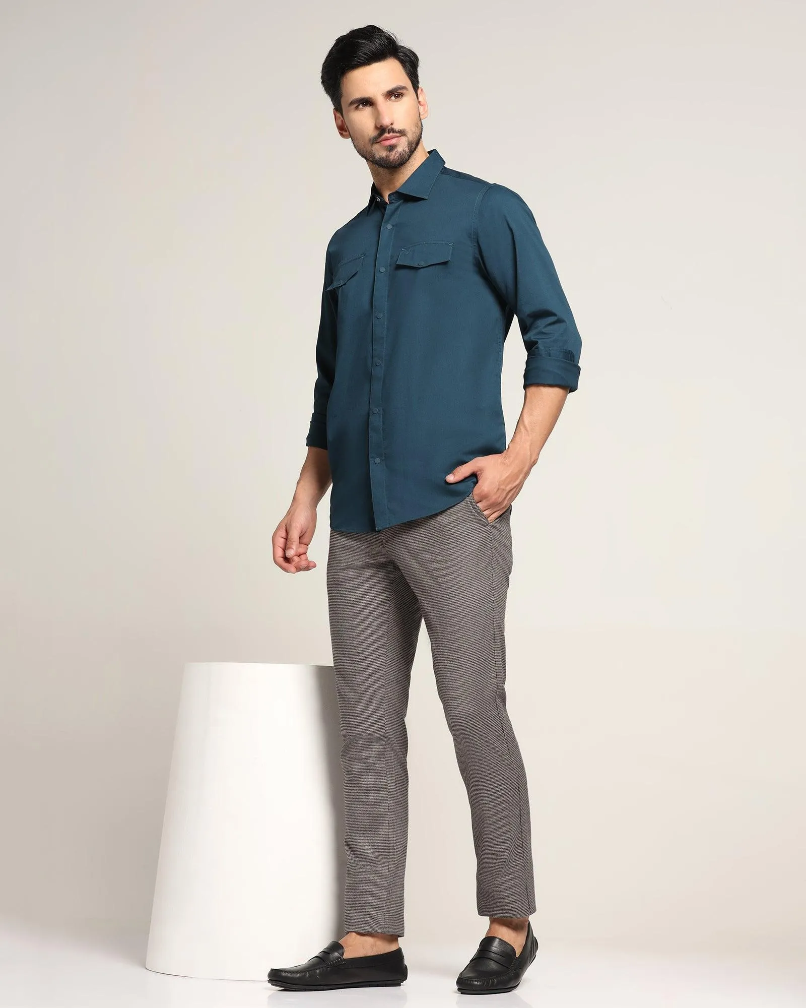 Casual Teal Solid Shirt - Beckham