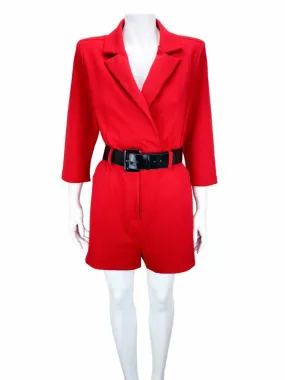 Catherine Malandrino, Women's Surplice Romper, Red, Size L