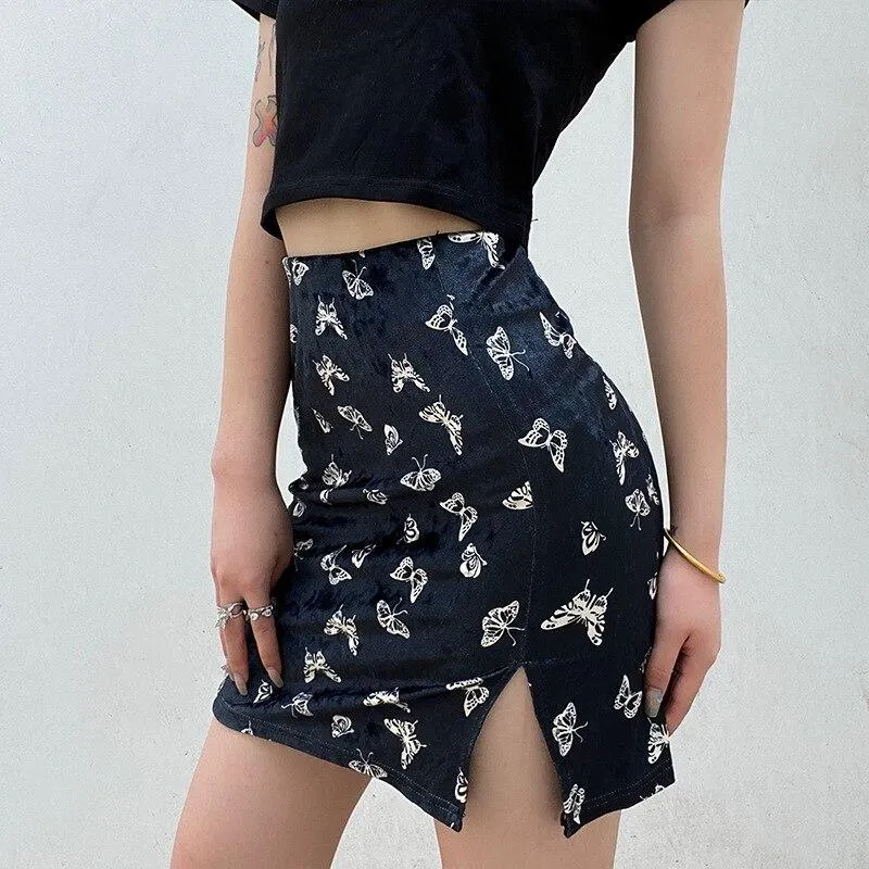 Chinese Asia Style Butterfly Pencil Skirt: Summer Clubbing Casual Skirt