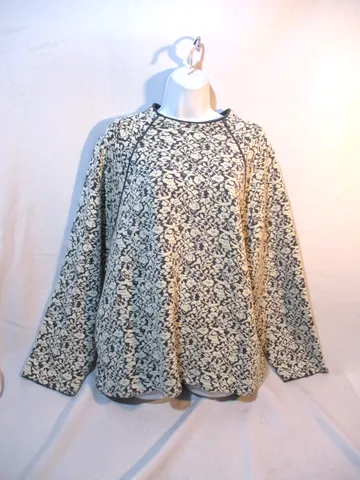 CHLOE Wool Floral Sweater Top OFF WHITE GREY GRAY Pullover Jumper Pockets