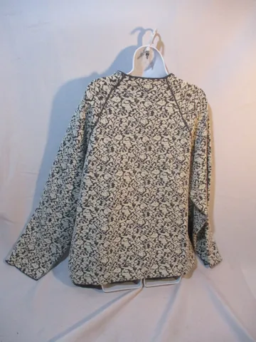 CHLOE Wool Floral Sweater Top OFF WHITE GREY GRAY Pullover Jumper Pockets