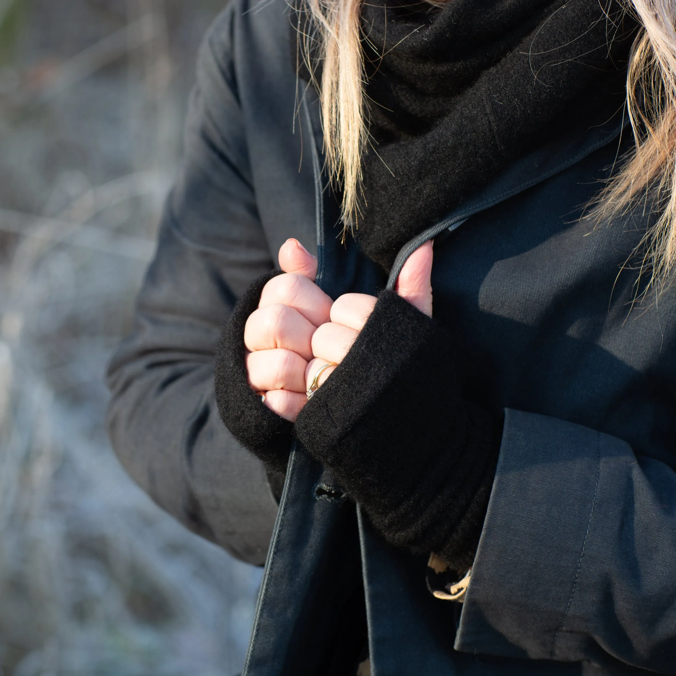 Classic Black Cashmere Fingerless Gloves