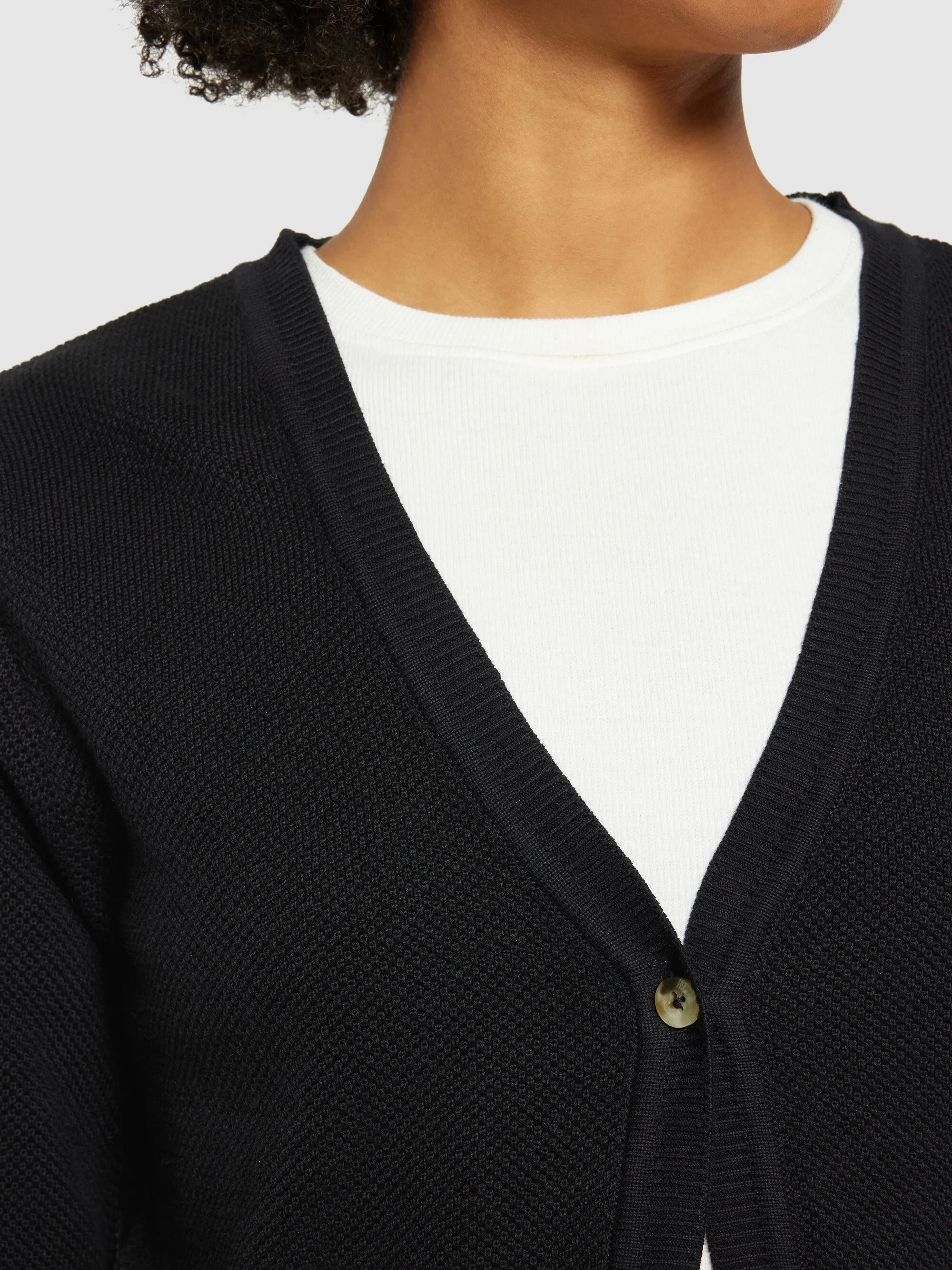 Cotton micro bubble cardigan - Regenerative Organic Certified® - GOTS/vegan - Black Jet