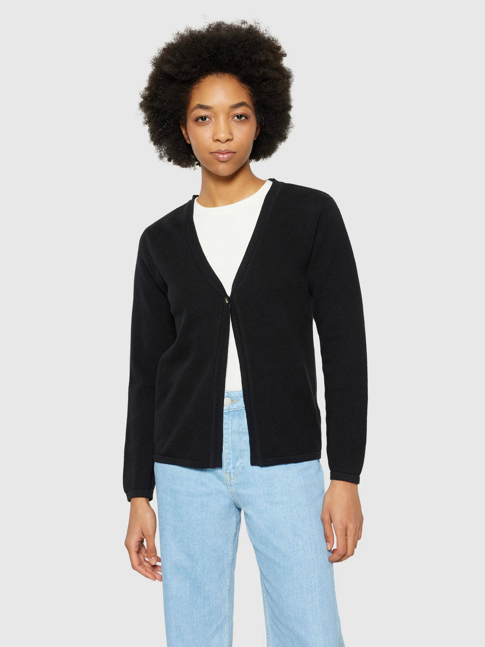 Cotton micro bubble cardigan - Regenerative Organic Certified® - GOTS/vegan - Black Jet