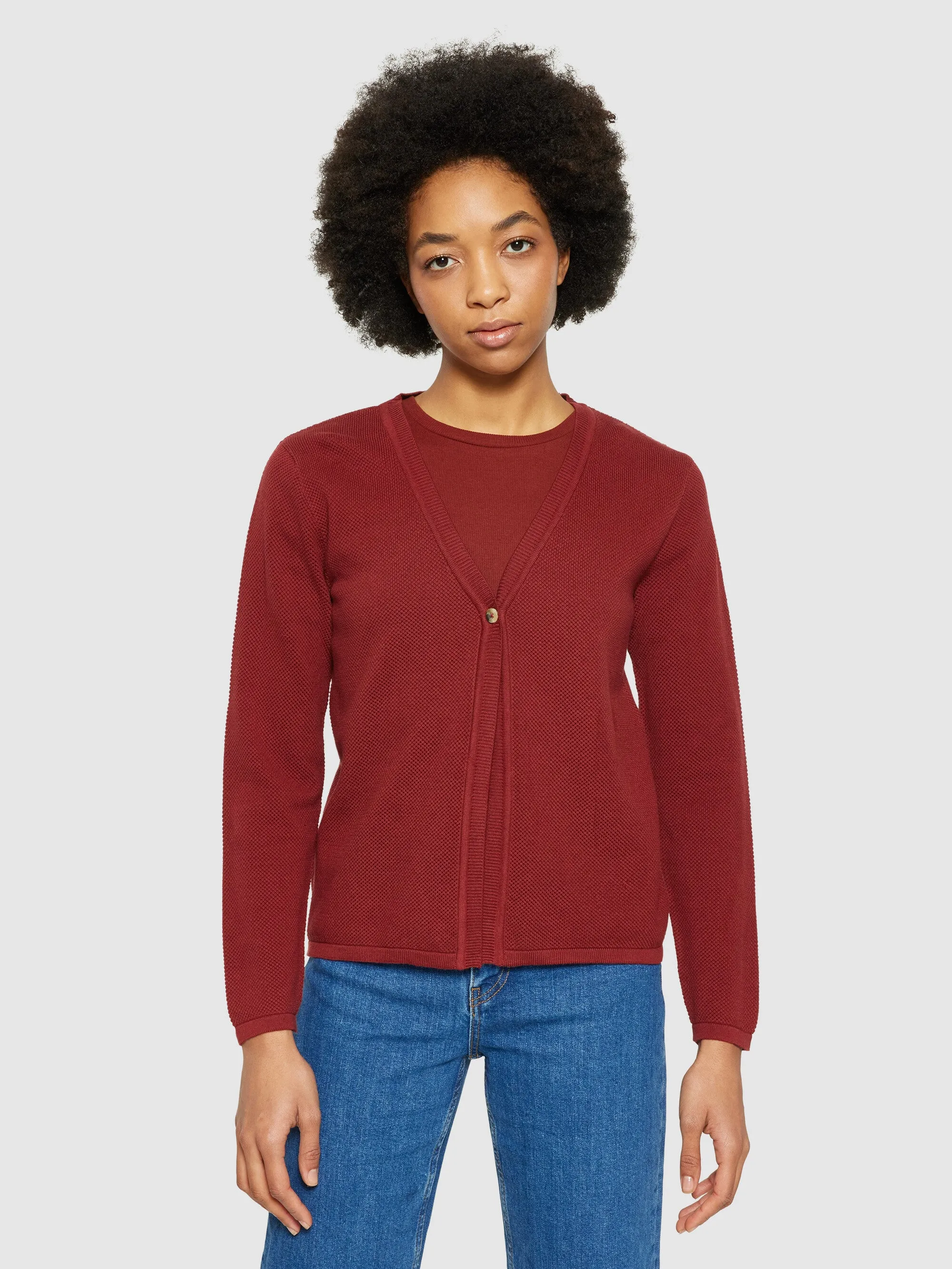 Cotton micro bubble cardigan - Regenerative Organic Certified® - GOTS/vegan - Fired Brick