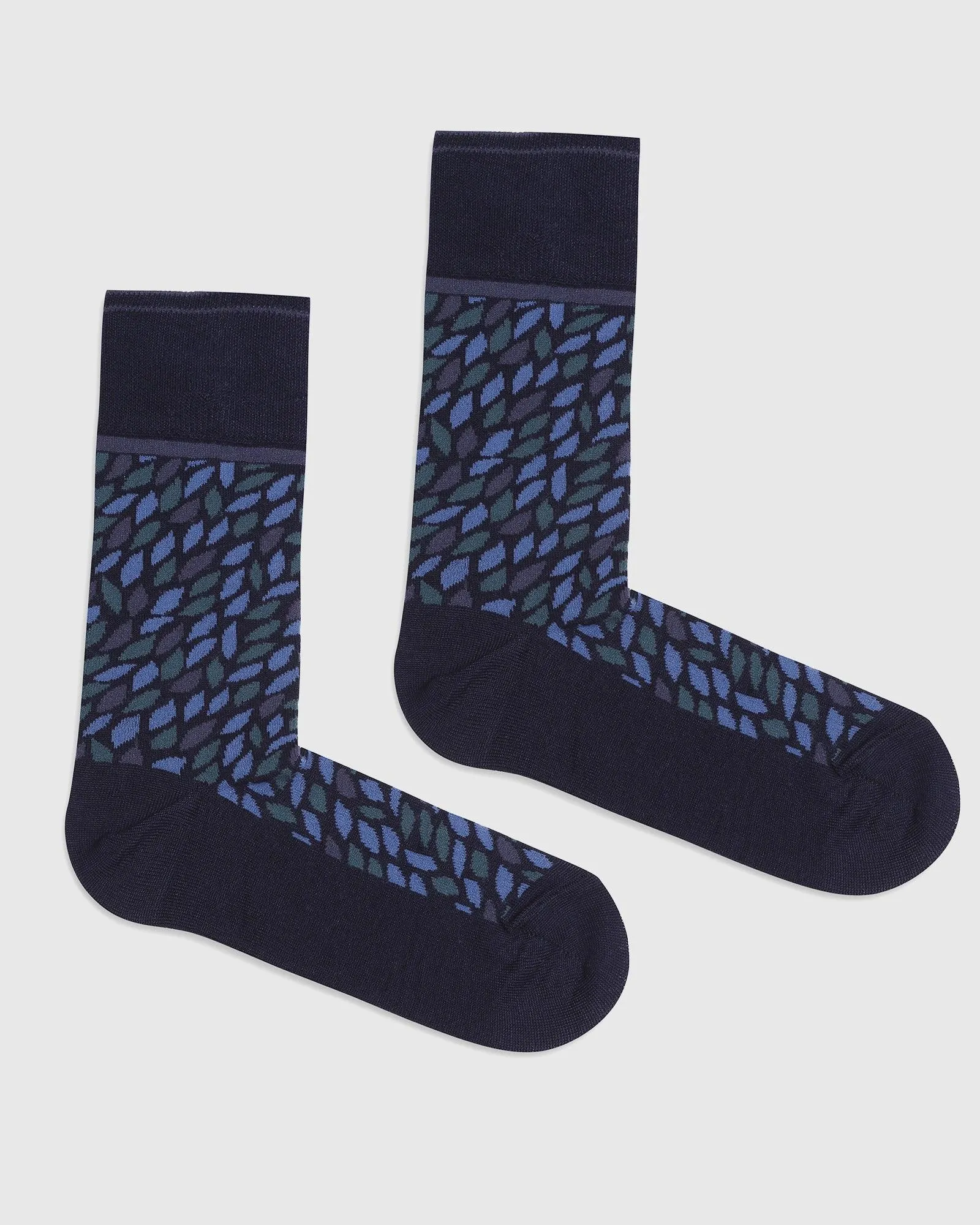 Cotton Navy Printed Socks - Qias