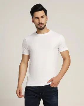 Crew Neck White Solid T-Shirt - Holan