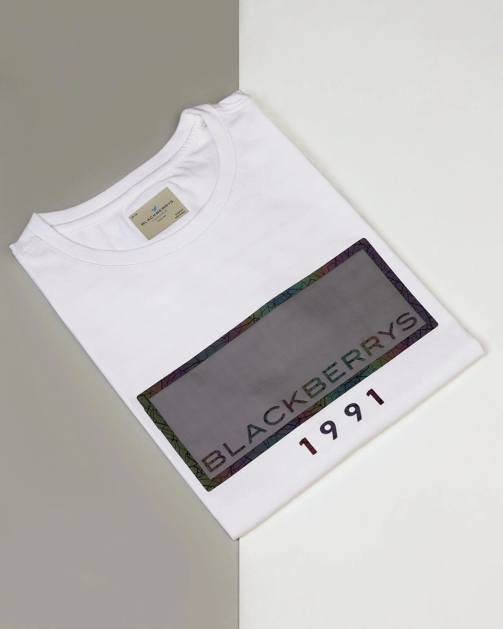 Crew Neck White Solid T-Shirt - Mambo