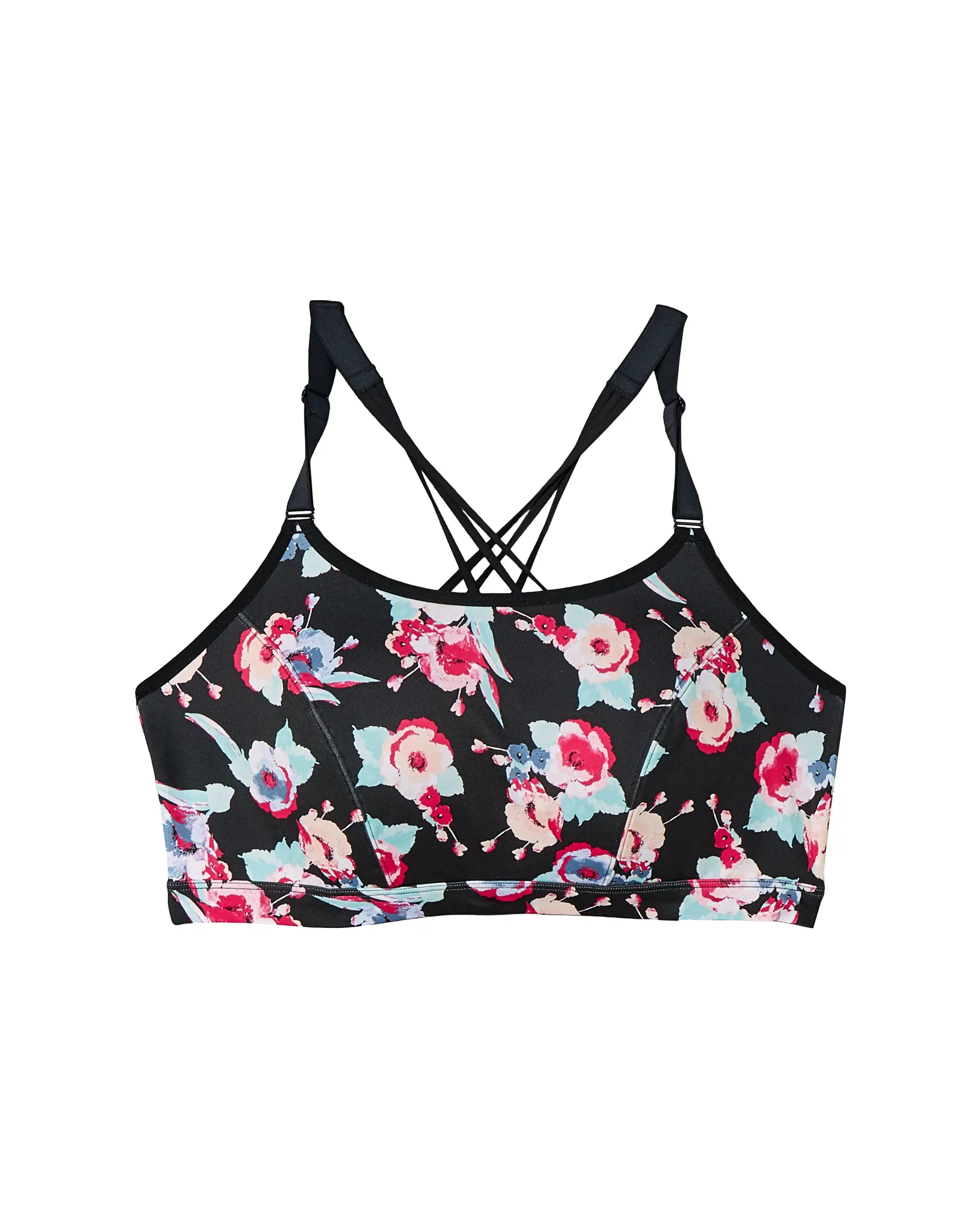 Cumberland Strappy Sports Bra | Black / Coral