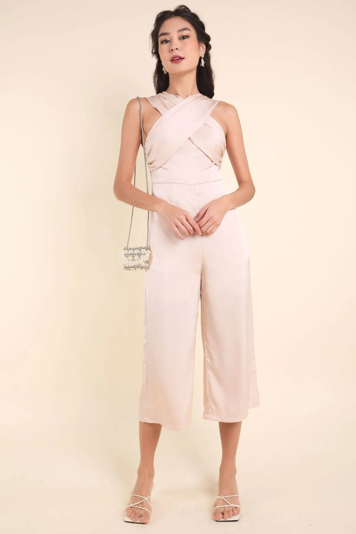 DARLENE HALTER JUMPSUIT IN CHAMPAGNE