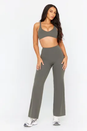 DAYFLEX HIGH WAISTED WIDE LEG YOGA PANT - DARK OLIVE