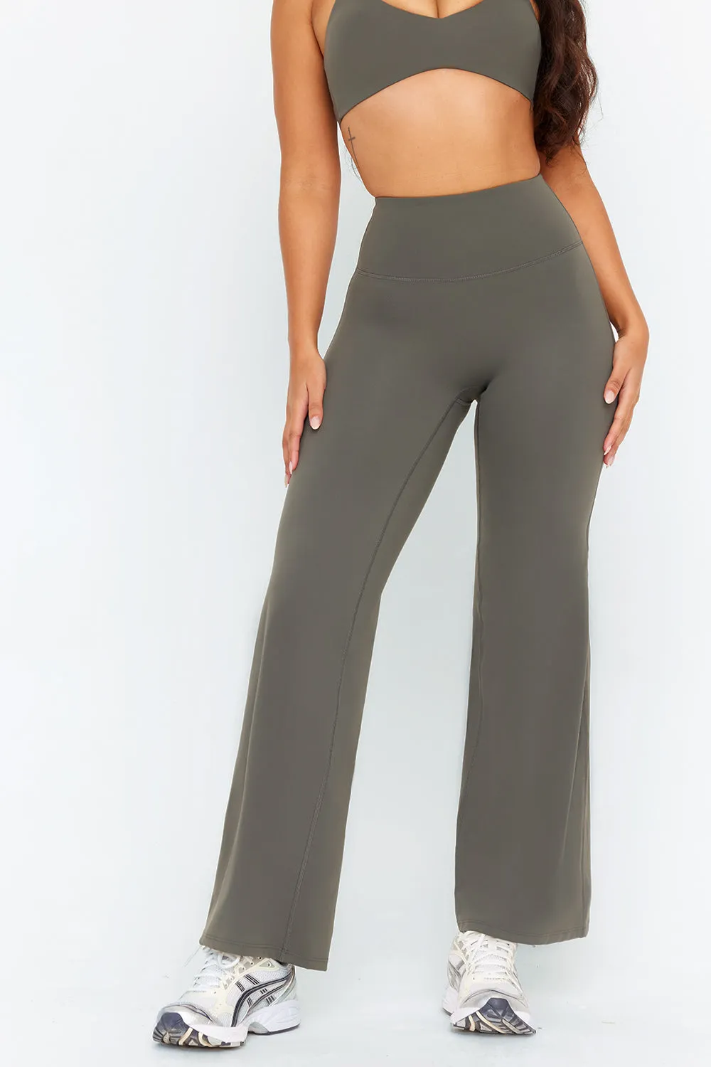 DAYFLEX HIGH WAISTED WIDE LEG YOGA PANT - DARK OLIVE