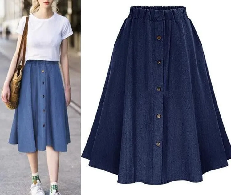 Denim High Waist Skirt