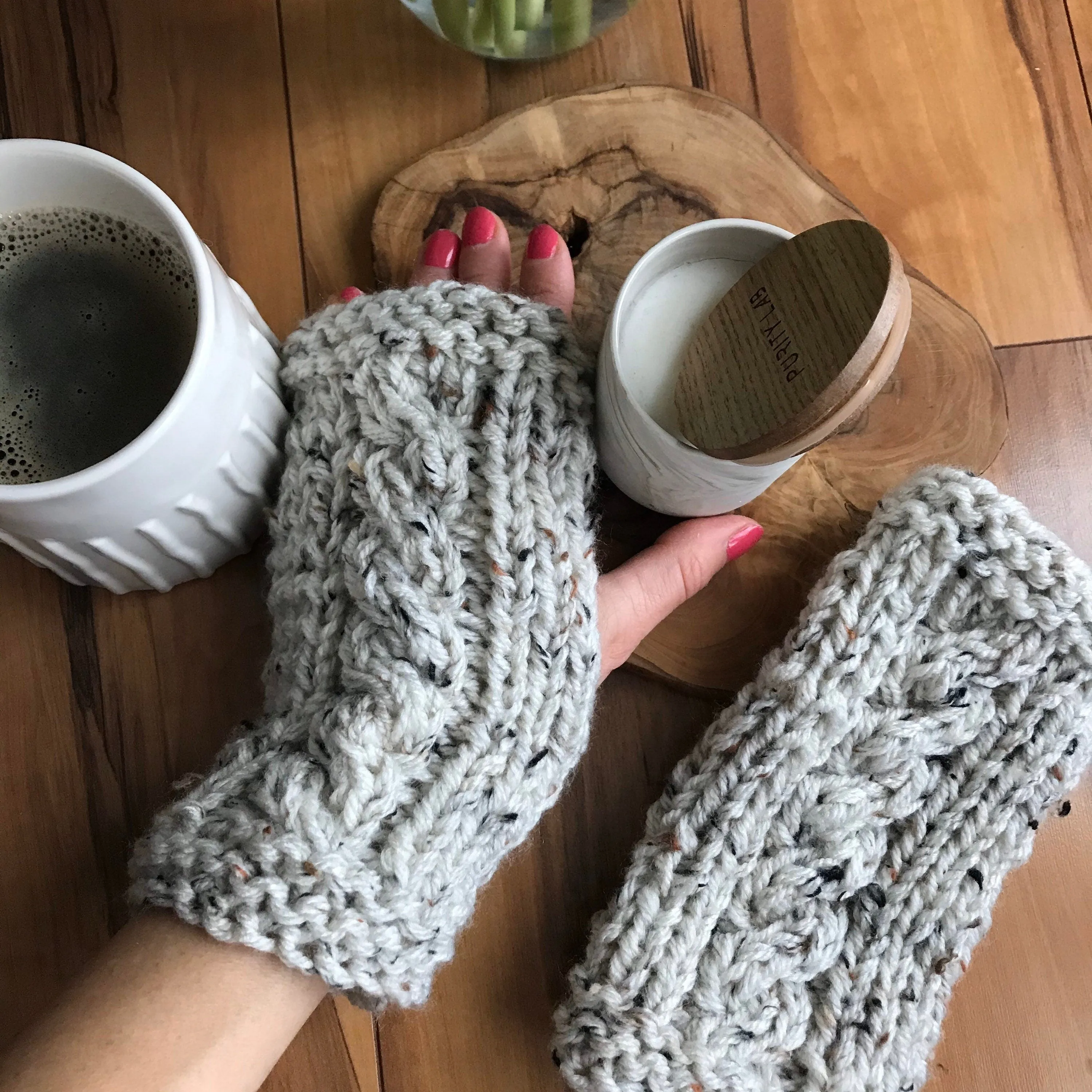 DIY Knitting Pattern Cabled Fingerless Gloves,  Simple Fingerless Gloves, Fingerless Gloves DIY, Warm Gloves