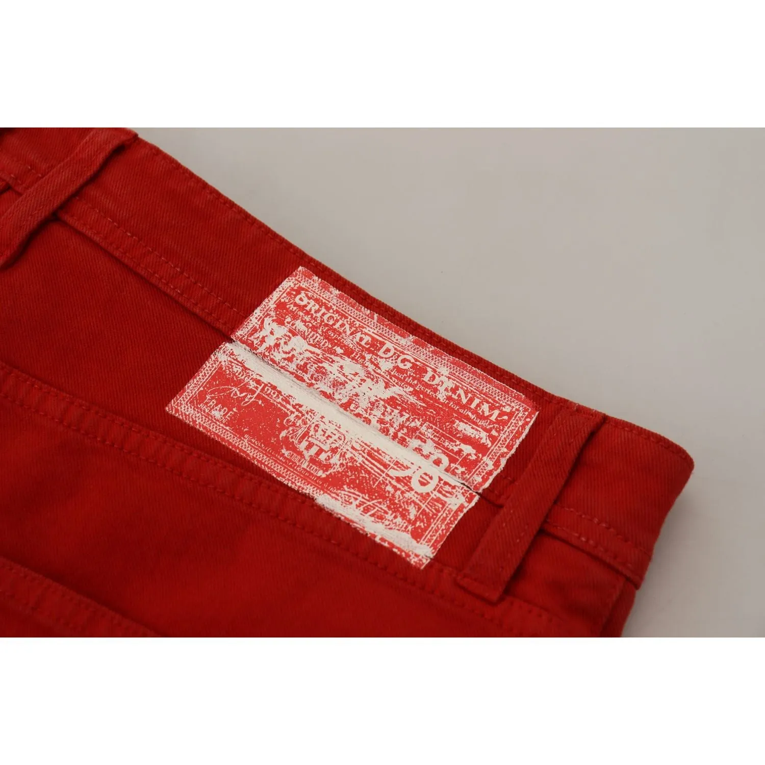 Dolce & Gabbana Chic Red Cotton Denim Pants