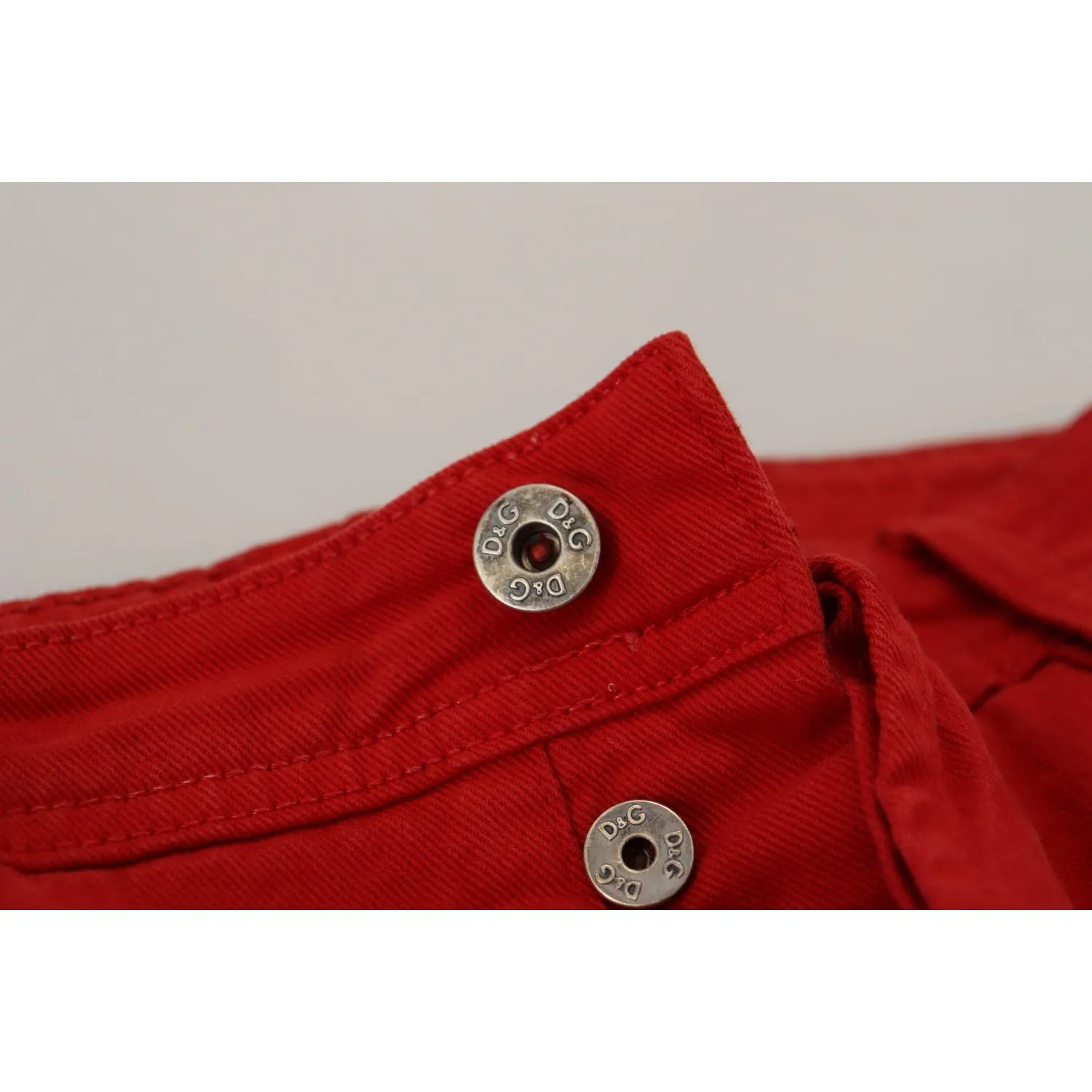 Dolce & Gabbana Chic Red Cotton Denim Pants