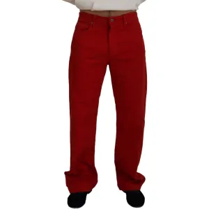 Dolce & Gabbana Chic Red Cotton Denim Pants