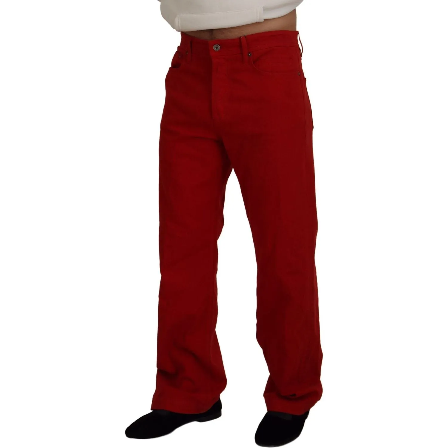 Dolce & Gabbana Chic Red Cotton Denim Pants