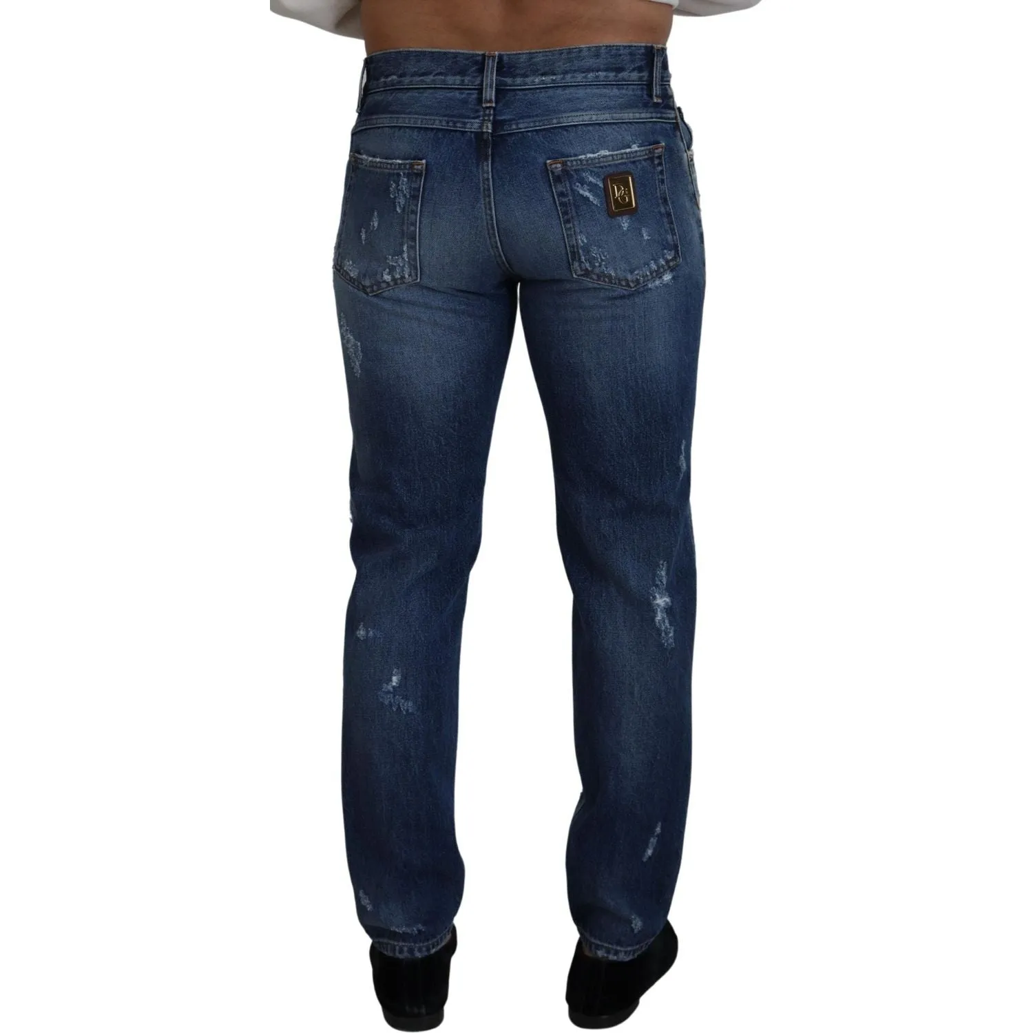 Dolce & Gabbana Chic Tattered Denim Pants for the Modern Man