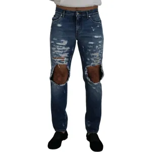 Dolce & Gabbana Chic Tattered Denim Pants for the Modern Man