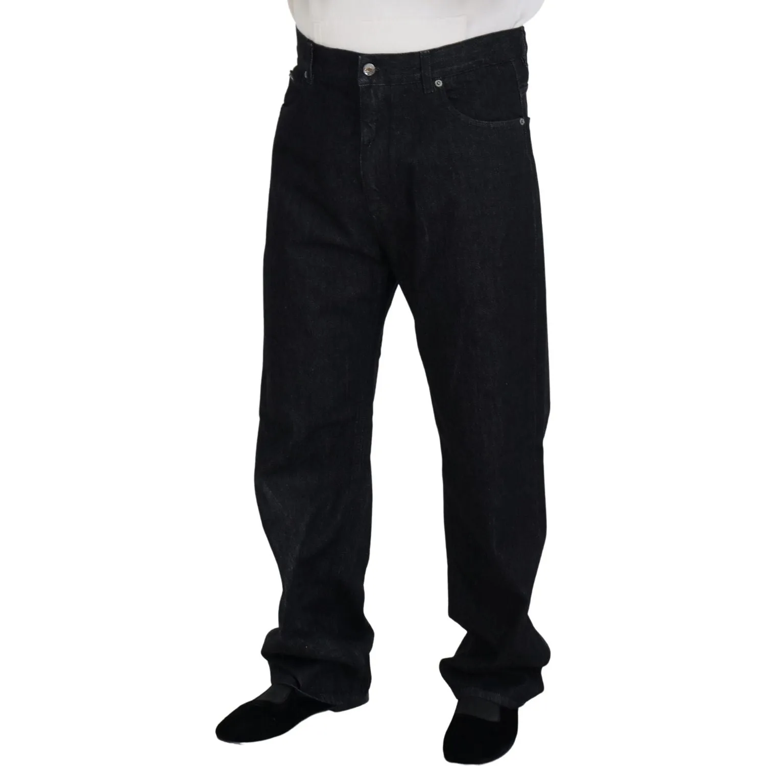 Dolce & Gabbana Elegant Black Washed Denim Pants Luxe Cotton