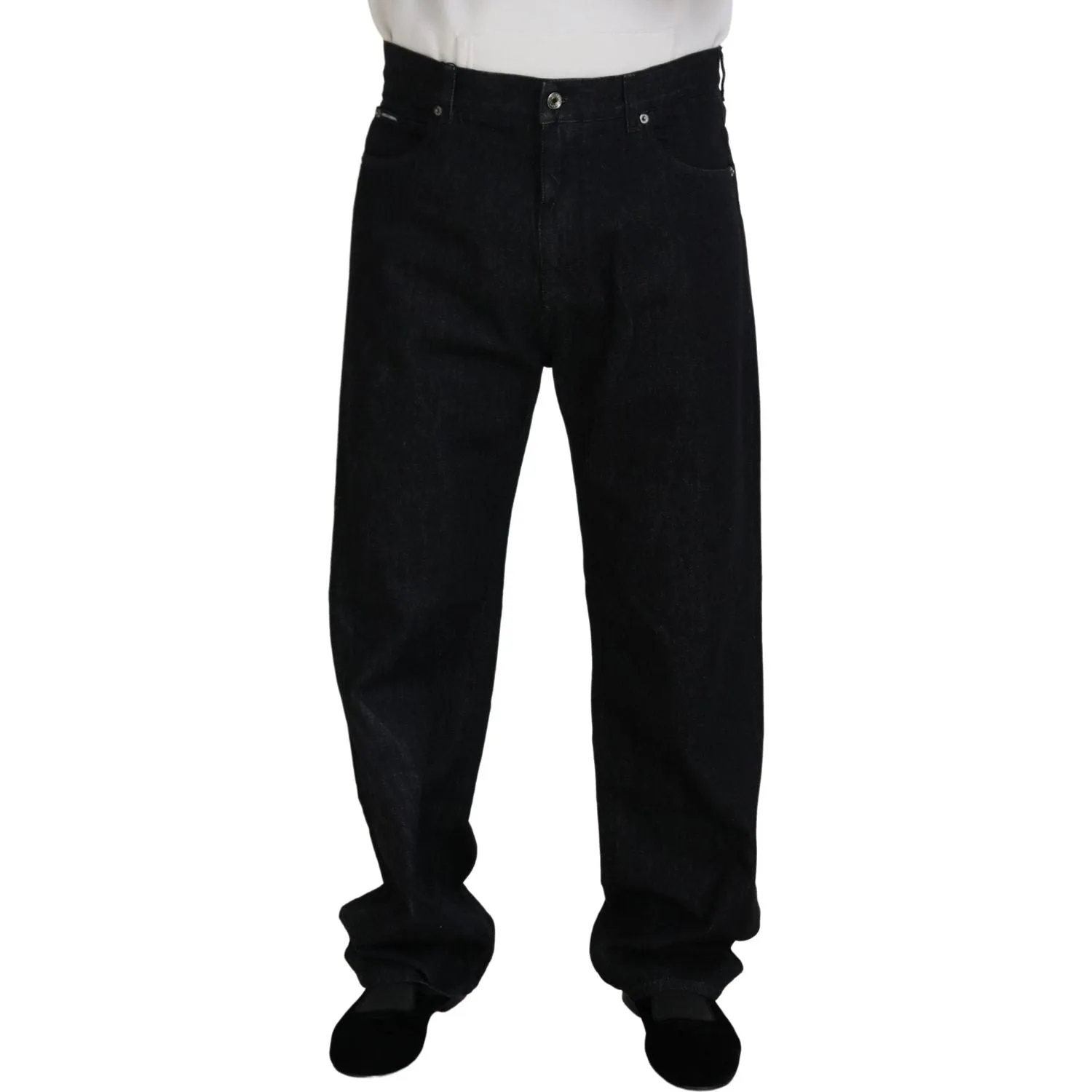 Dolce & Gabbana Elegant Black Washed Denim Pants Luxe Cotton