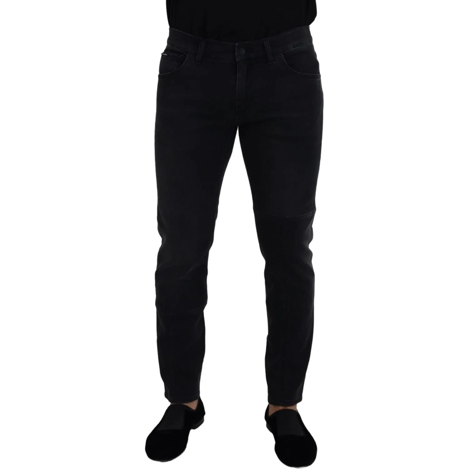 Dolce & Gabbana Sleek Black Cotton Blend Denim Pants