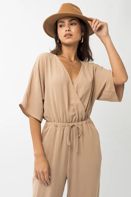 Dolman Sleeve Surplice Jumpsuit