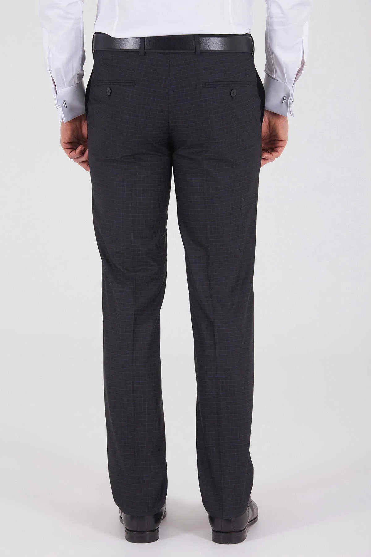 Dynamic Fit Low Waist Windowpane Black Dress Pants