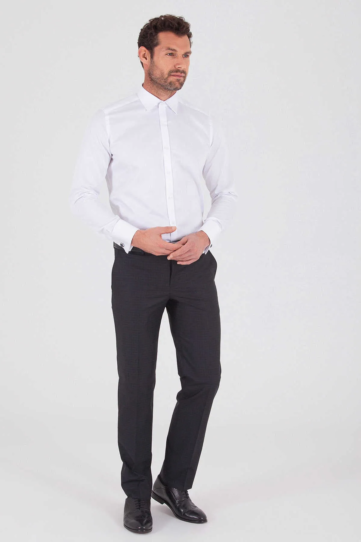 Dynamic Fit Low Waist Windowpane Black Dress Pants