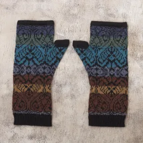 Earth and Sky Inca Inspired Alpaca Knit Fingerless Mitts