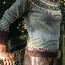 Eribé Alpine Long Sweater in Hibiscus, Willow and Iris