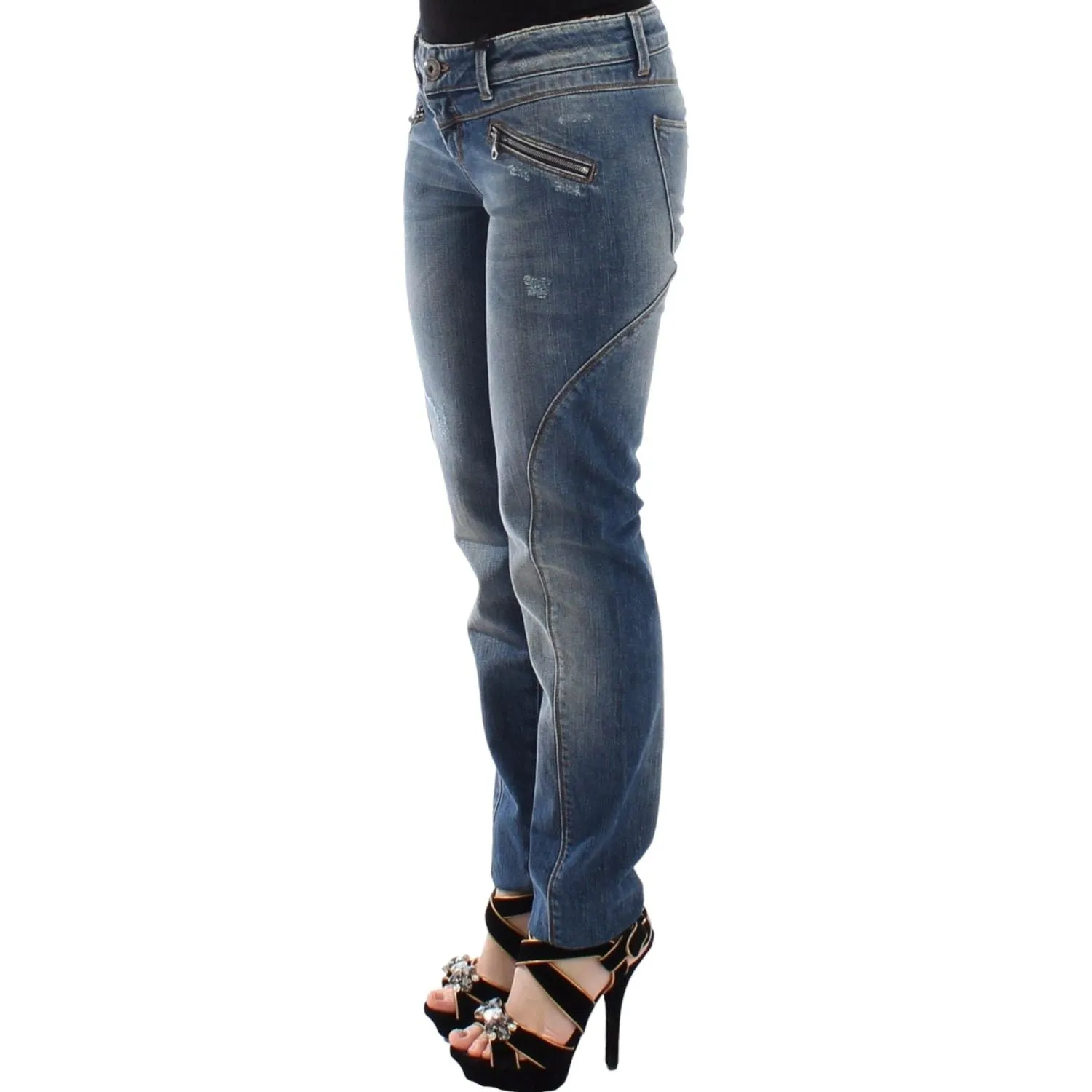 Ermanno Scervino Chic Slim-Fit Blue Denim Jeans