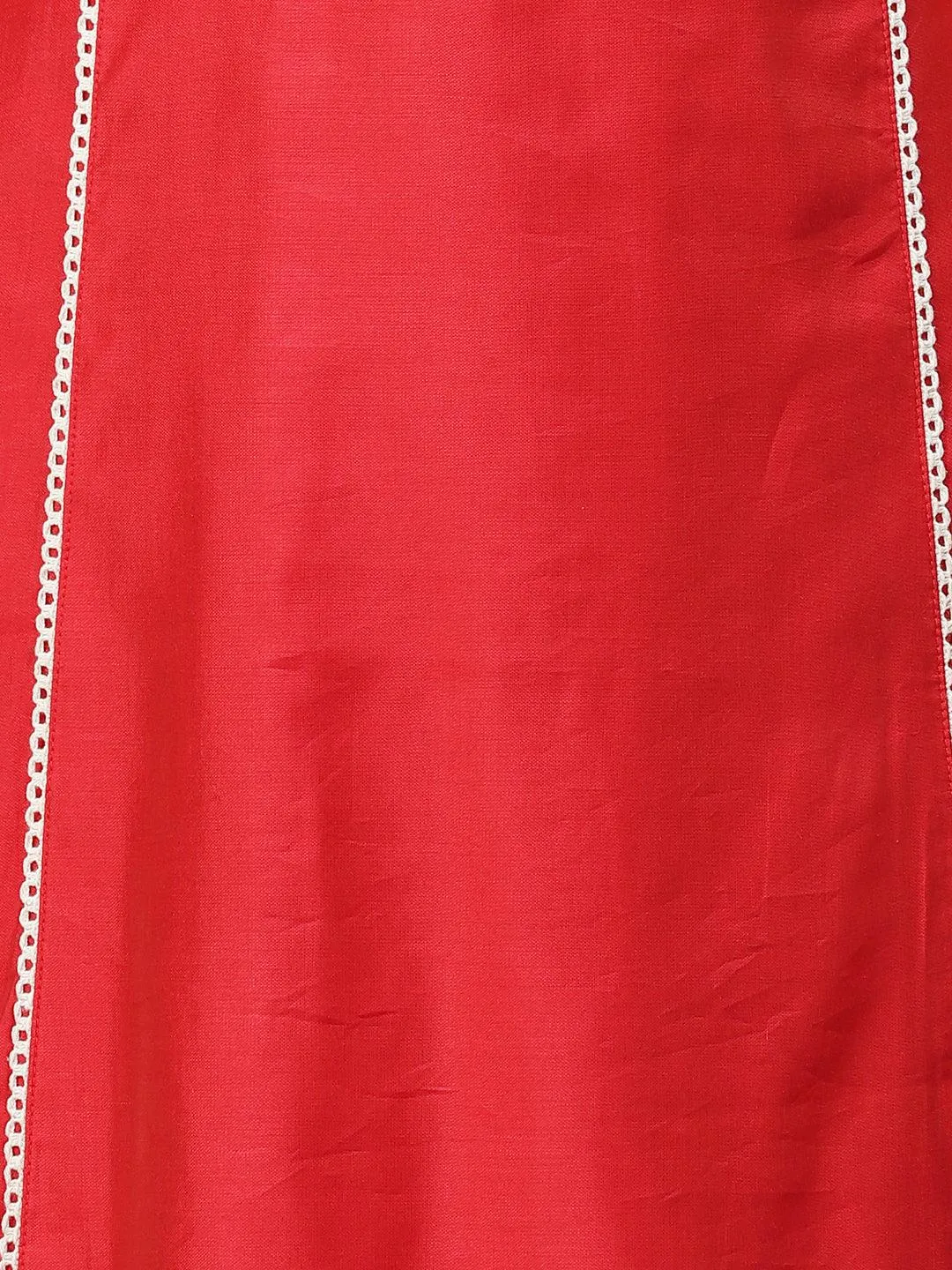 Ethnic A-Line Kurta with Pants & Dupatta - Red