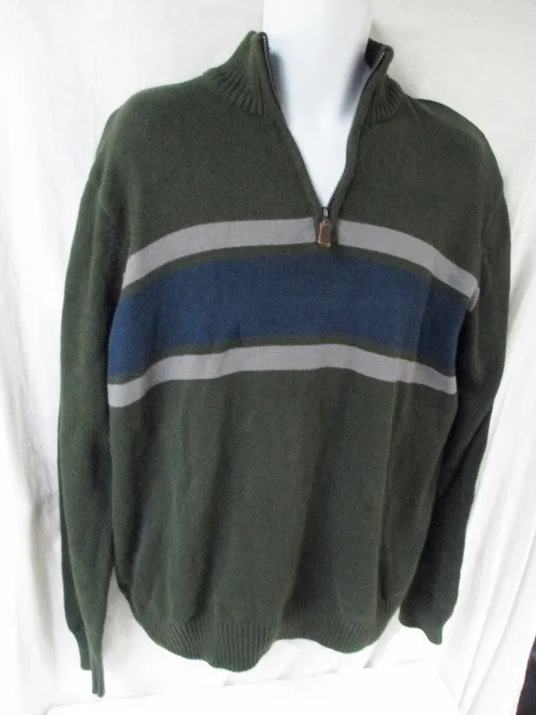 EUC Mens EDDIE BAUER Knit Ski Holiday SWEATER Top Half Zip XXL GREEN BLUE