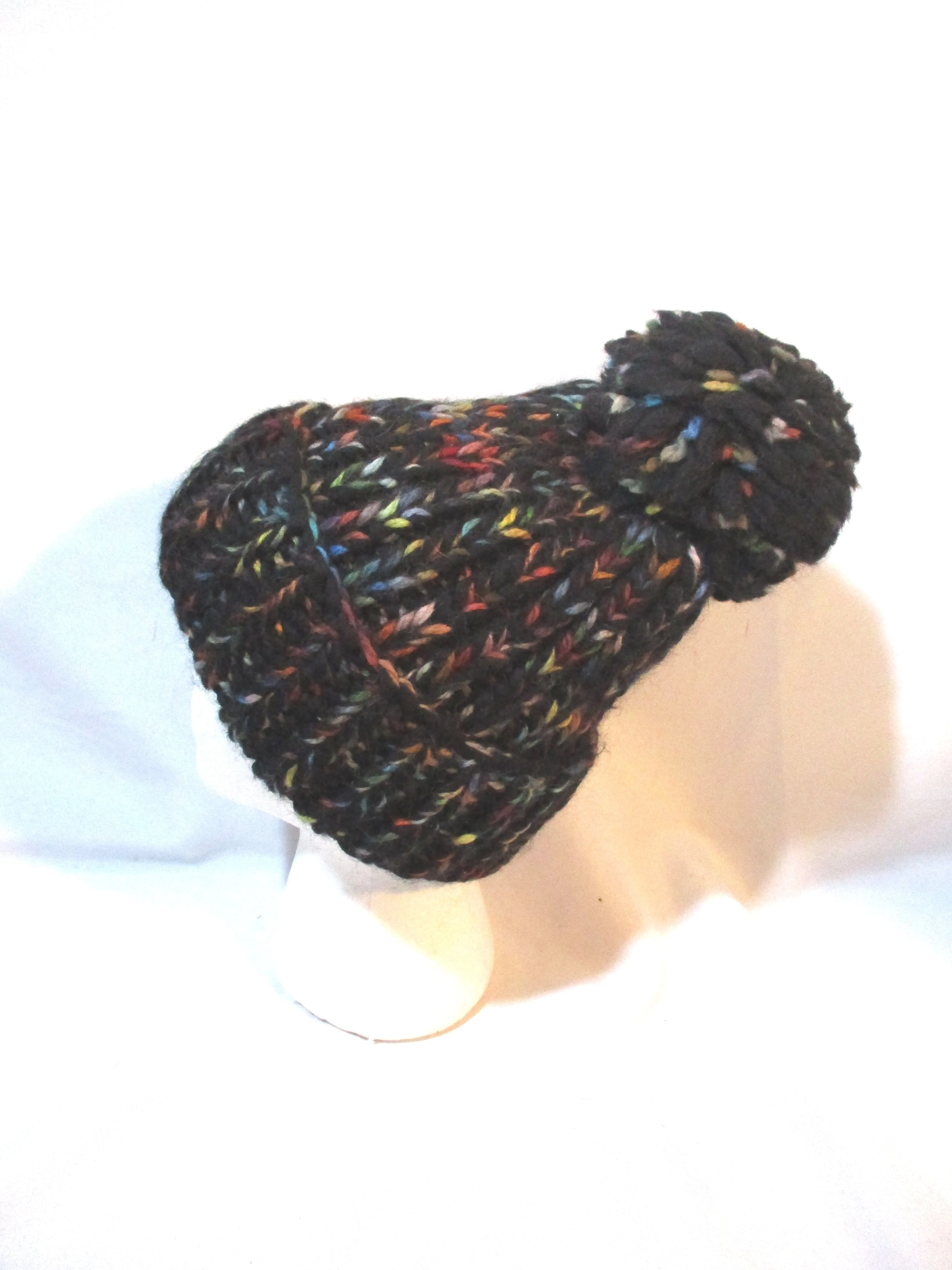 EUGENIA KIM WOOL ALPACA Knit HAT Cap CONFETTI BLACK MULTI Pompom