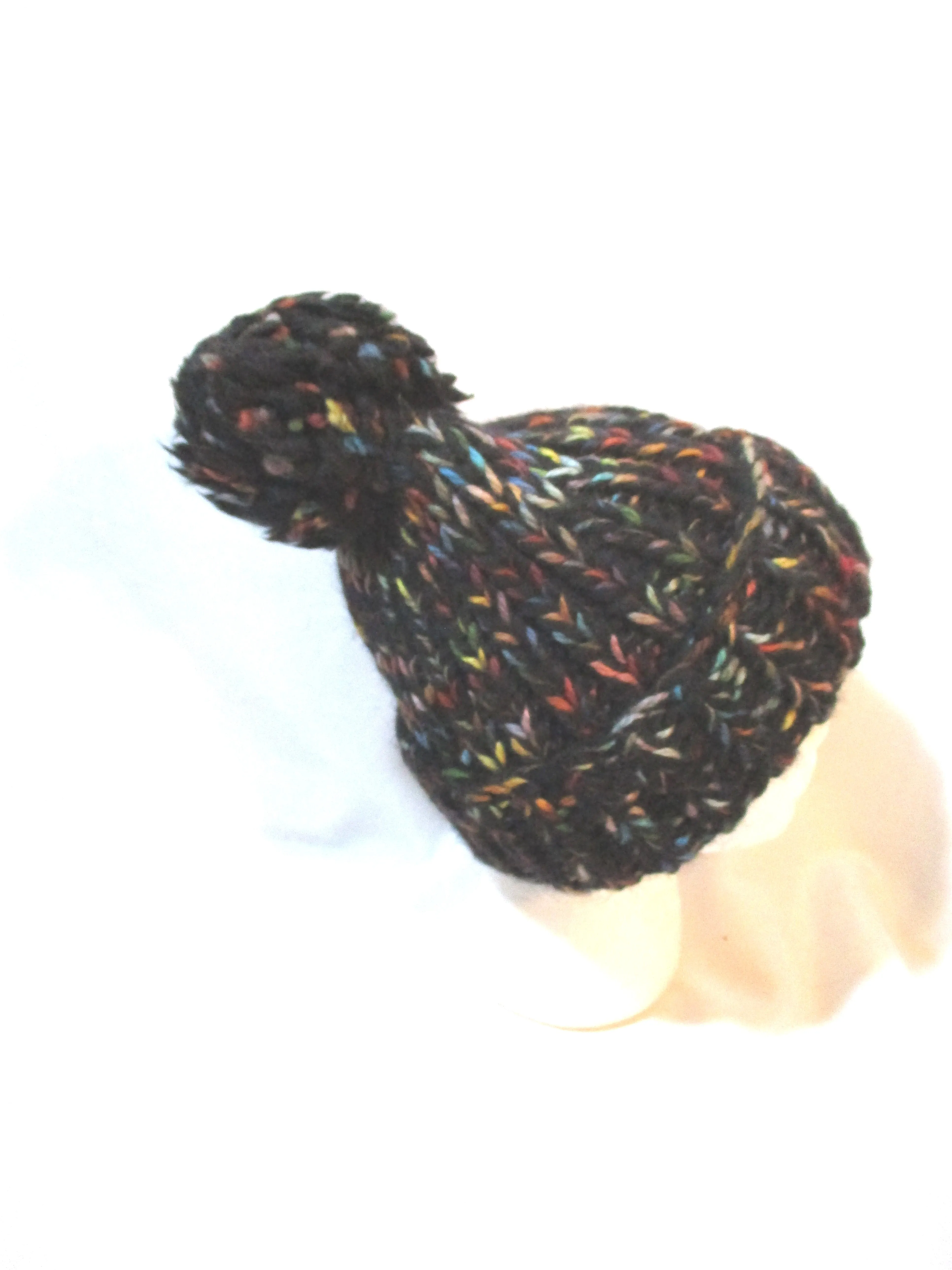 EUGENIA KIM WOOL ALPACA Knit HAT Cap CONFETTI BLACK MULTI Pompom