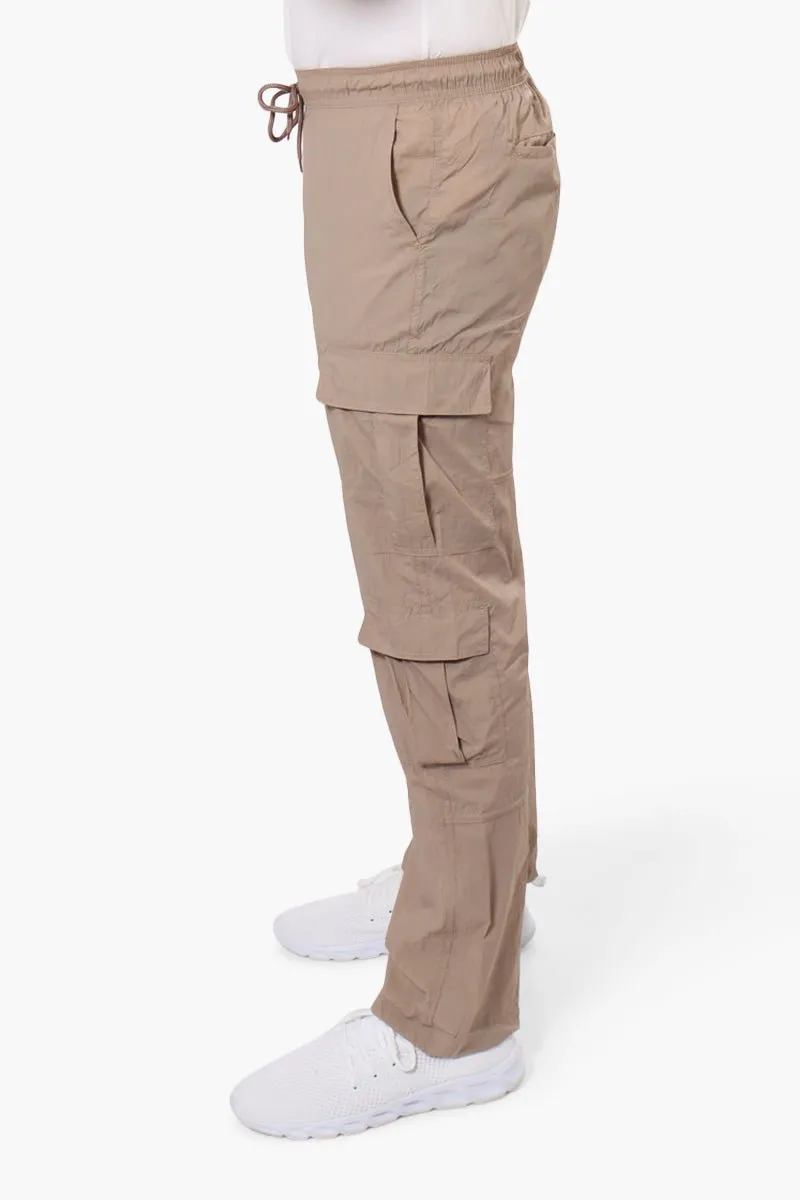 Fahrenheit Tie Waist Cargo Parachute Pants - Beige