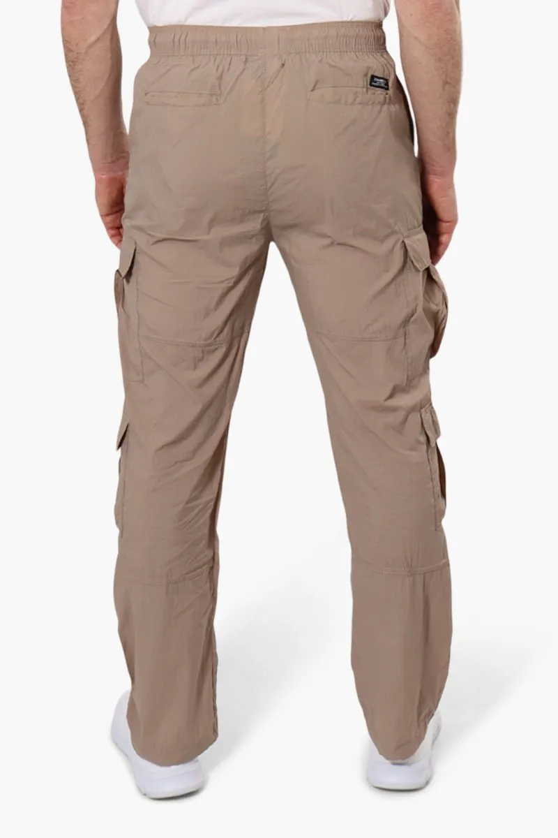 Fahrenheit Tie Waist Cargo Parachute Pants - Beige