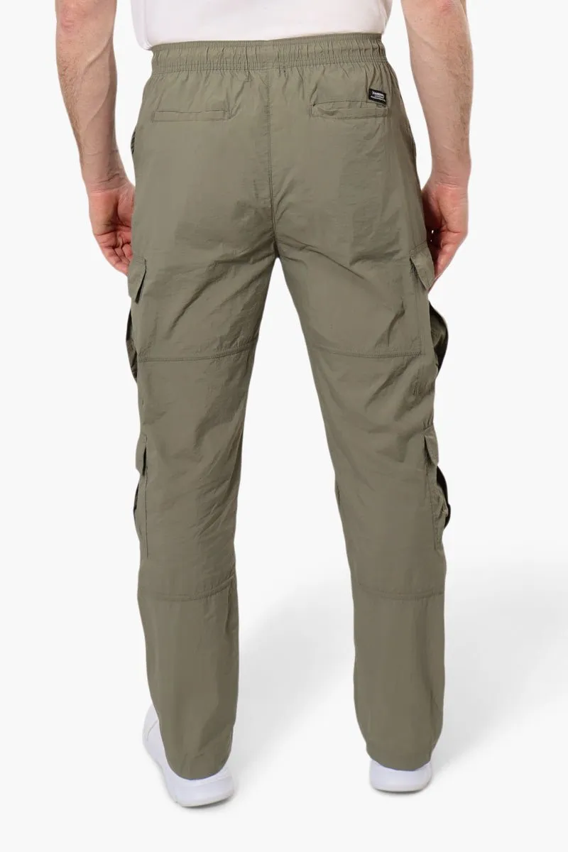 Fahrenheit Tie Waist Cargo Parachute Pants - Olive