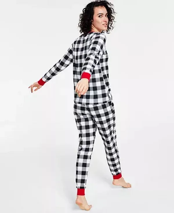 Family Pajamas Matching Womens Lightweight Thermal Waffle Buffalo Check