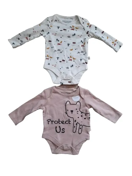 F&F WWF Asian Elephants Pink and Cream Baby Girls Bodysuit