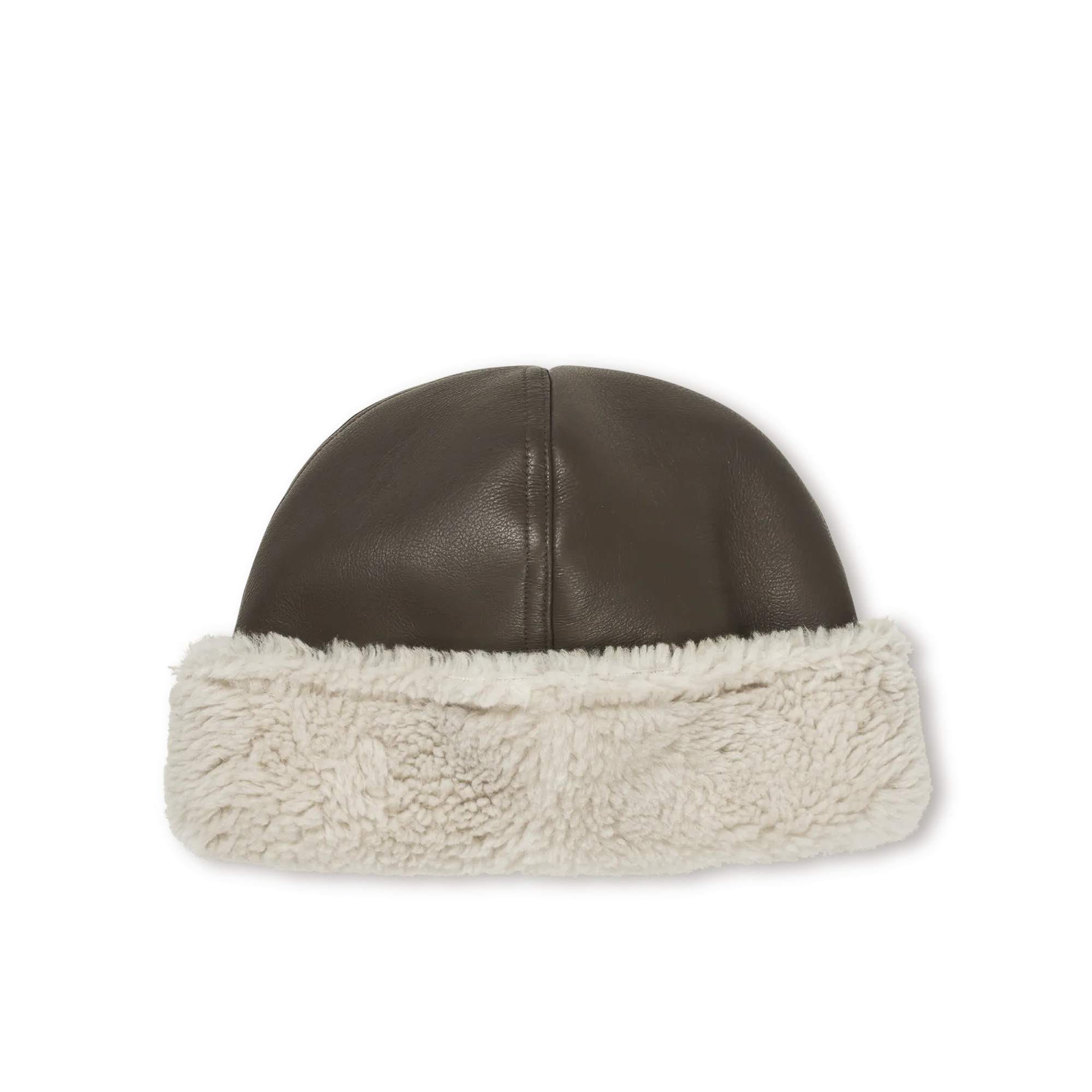 Faux Leather Shearling Hat